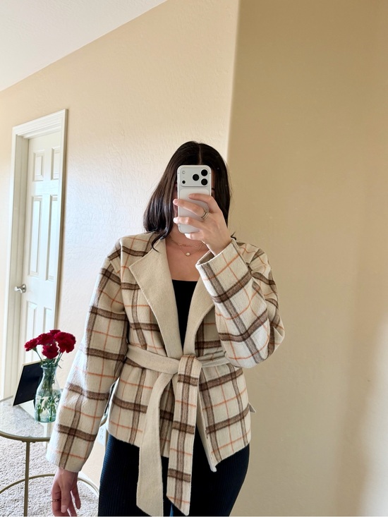 Michael Stars Jackets & Blazers - Michael Stars Wool Plaid Wrap Coat in Autumn Colors